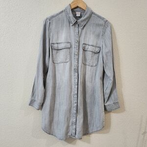 Chico's Gray Denim Shirt Dress